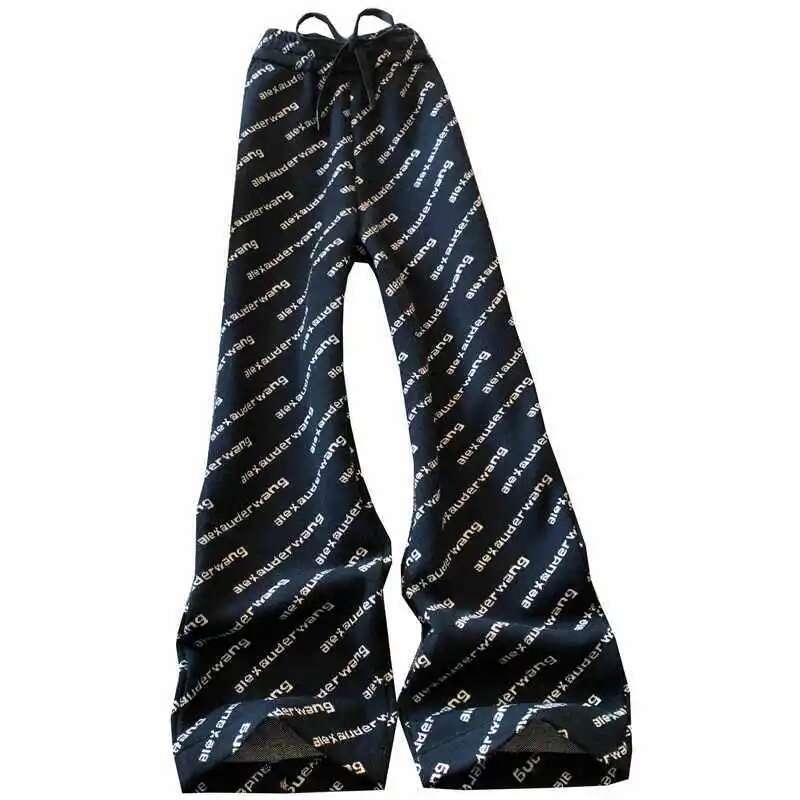 2025 New Autumn/Winter Wool Thick Wide Leg Designer Women's Fashion Letter Printed Straight Tube Fashion Office Women's Full Match High Wais