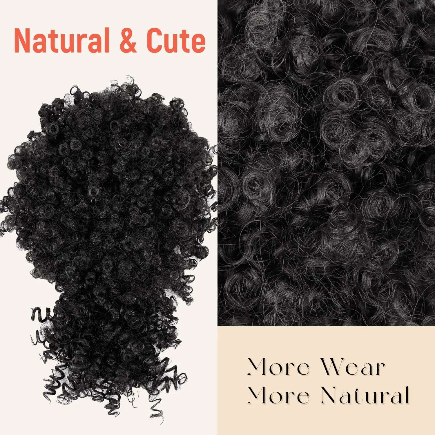 Drawstring With Bangs Synthetic Afro Puff Ponytail Extensions Short Curly Clip In Wrap Updo Hairpiece For Women