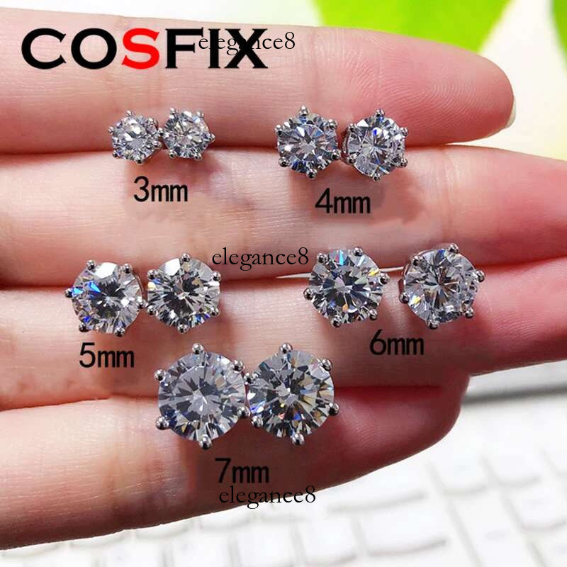 GRA Earrings Sterg Sier Lab Dia Mossanite Earring for Women Men Lover Moissanite Ear Stud 1ct 2ct