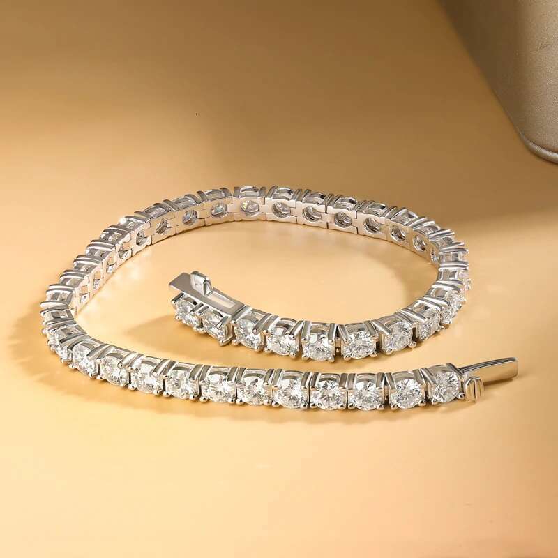 3.5mm D Color Full Moissanite Tennis Bracelet for Women Man Sterg Sier Hidden Lock Hand Chain Hiphop Party Jewelry Gift