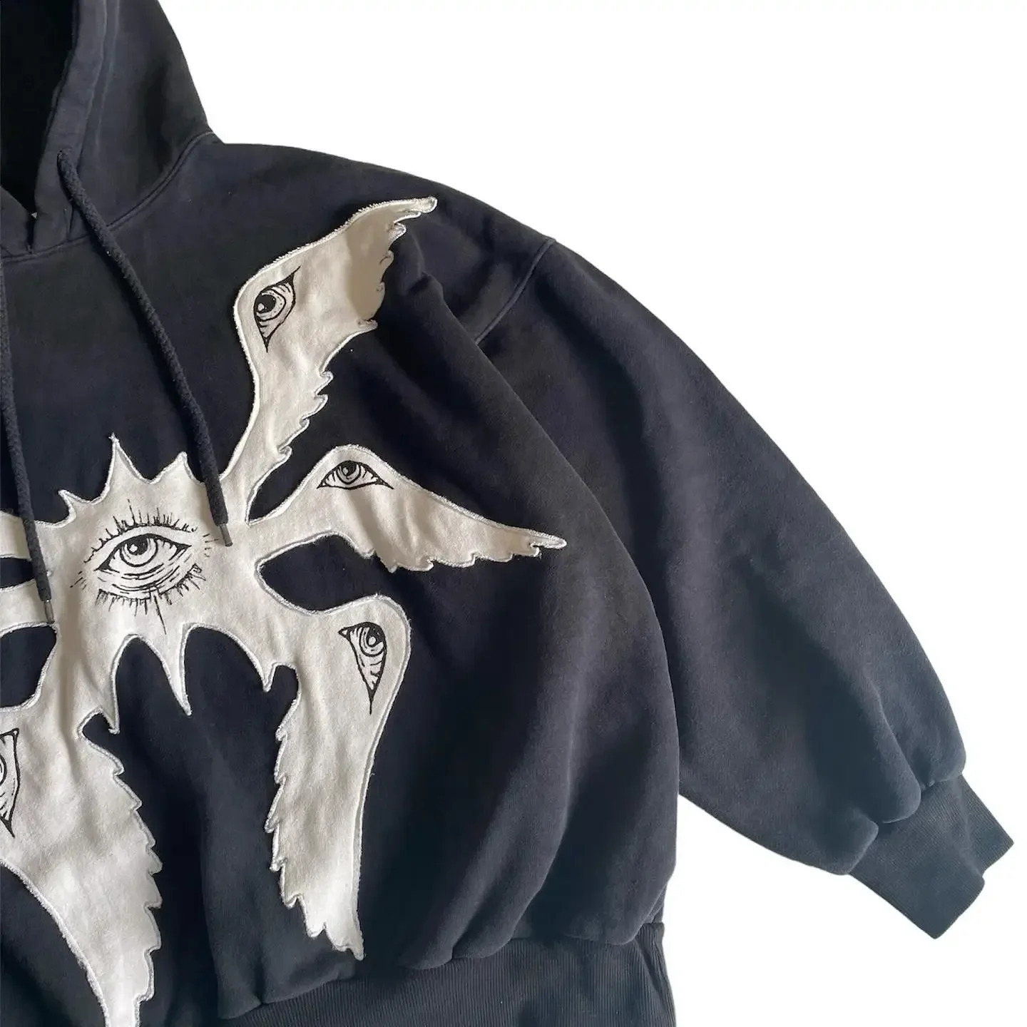 American Retro Harajuku High Street Eye Embroidered Mens Hoodie Womens Sportswear Y2K Casual Top Street Hoodie 250226