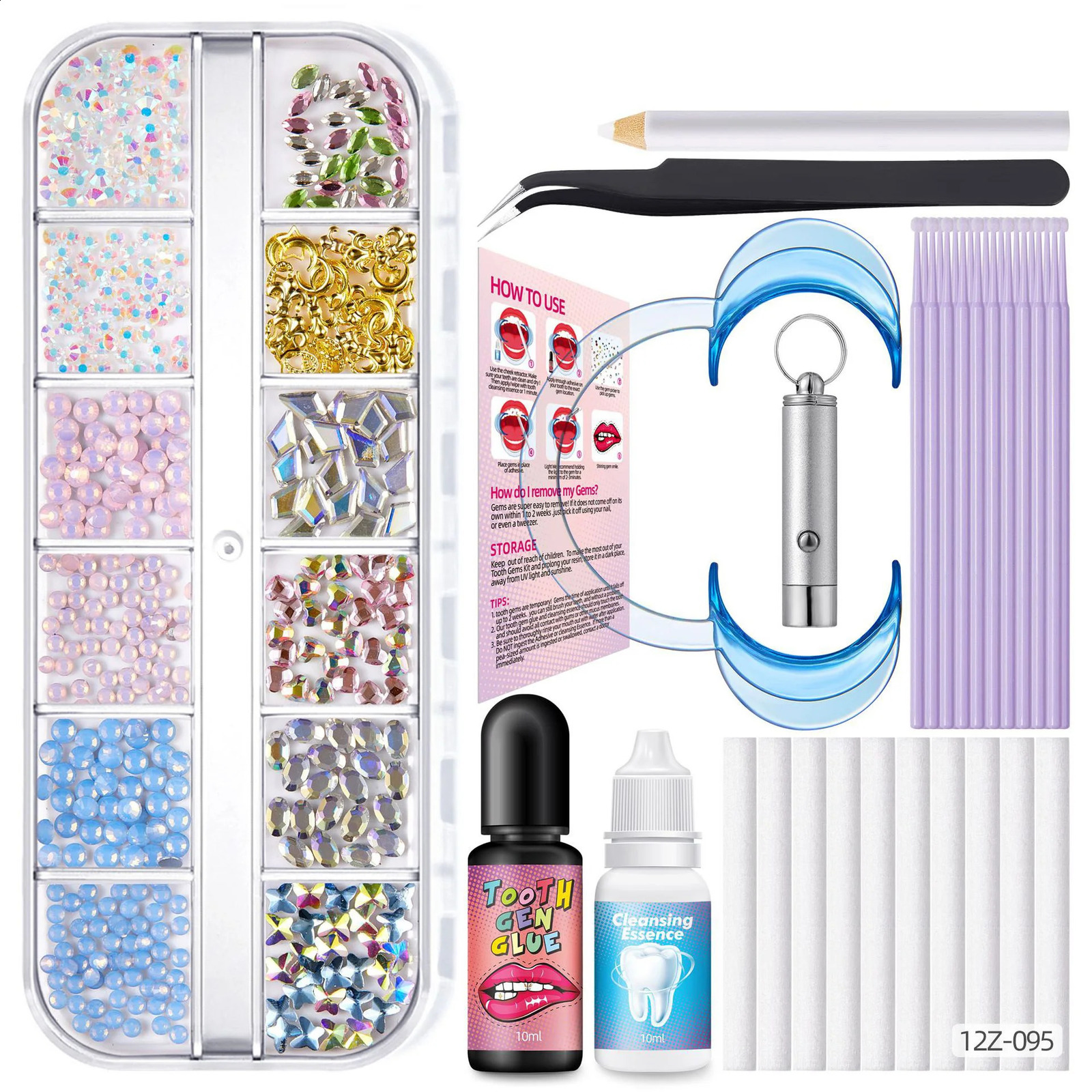Dental Teeth Gem Decoration Tooth Gem Kit With Curing Light And Glue Solid Crystal Tooth Gems 250226