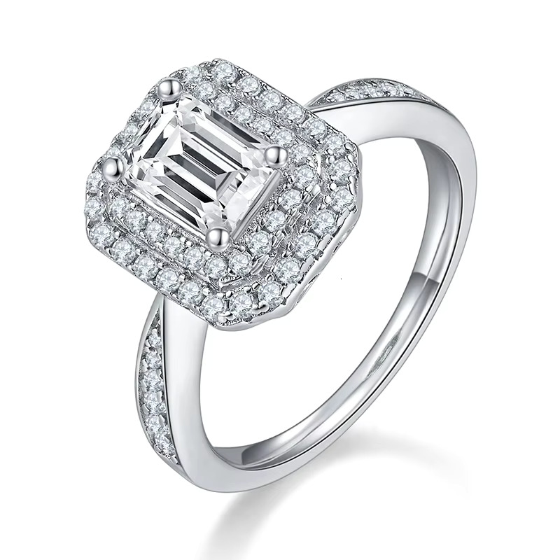 1CT Square Silica Sier Bar High Quality Classic Card Engagement Wedding Jewelry Ring Birthday Gift