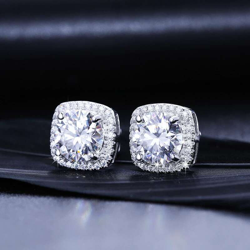 Classic Round Cut 1CT Test Passed Moissanite Dia Earrings For Women Fine Jelwery Sterg Sier Earring Engagement Gift