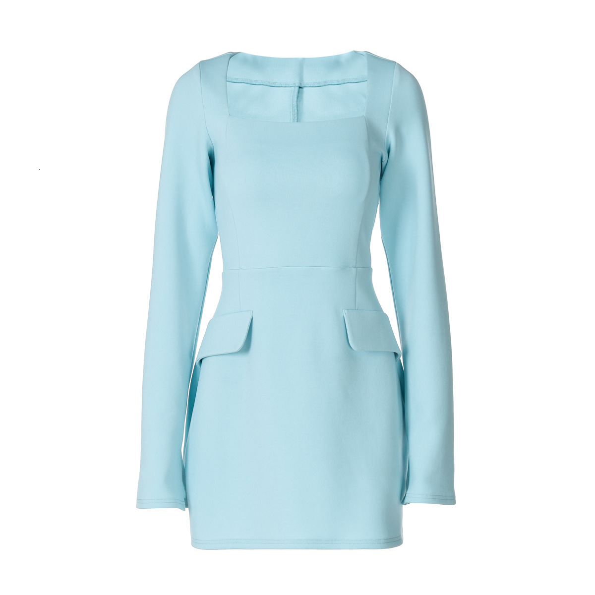 Women's New4 Winter New Product Fashionable Loose Square Collar Middle Waist Strap Long Sleeve Dress For Women