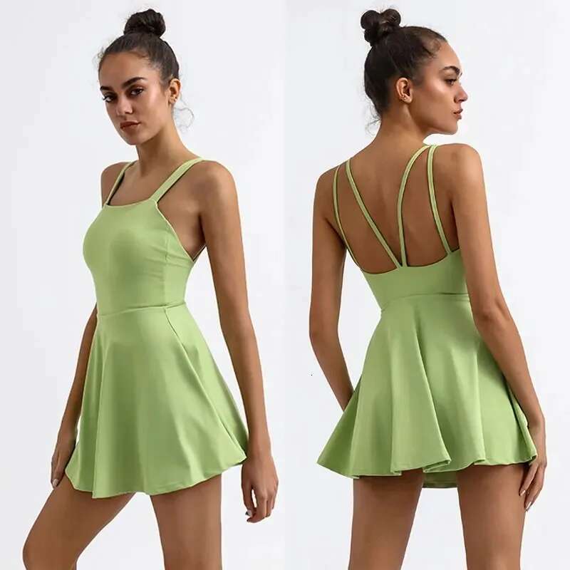Dress With Shorts Women Blue Green Badminton Clothes Summer Sport Active Wear Golf Outfit 2025 New Beach Tennis Suit