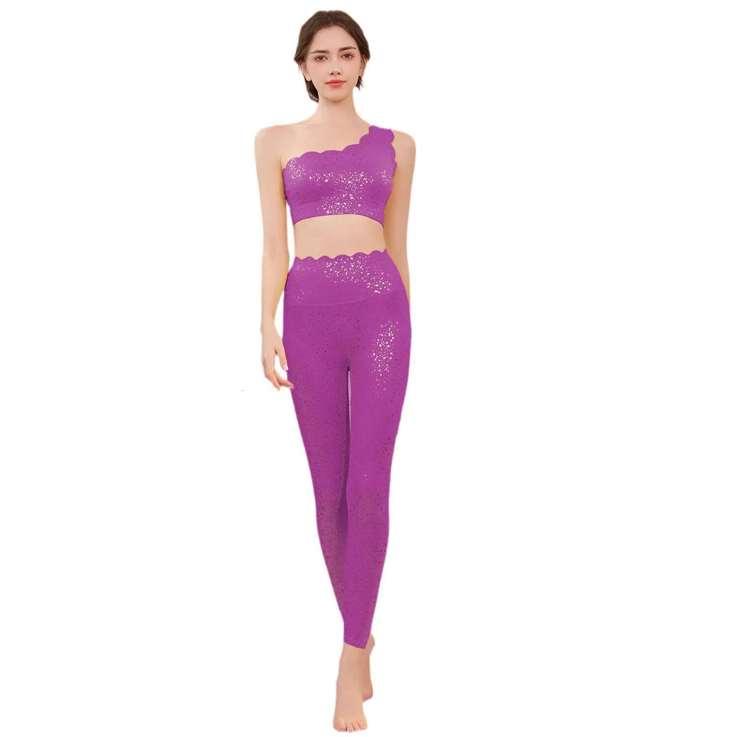 Set For Women 2024 New Collection, Shock-Absorbing Gold, Sparkg Lace Vest, Sports Hip Lifting Leggings