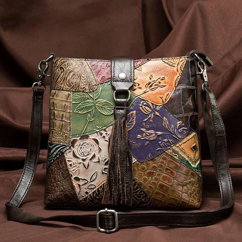 MAHEU Fashionable Women Shoulder Ethnic Style Genuine Crossbody Bags Of Female Ladies Patchwork Leather Sg Bag