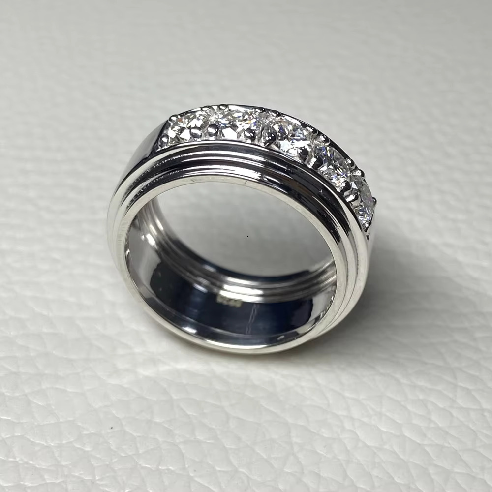 Sier Laboratory Round Moissanite Men's Ring Anniversary Gift