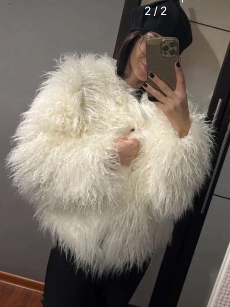 Women Faux Vintage Solid Loose Warm Flurry Coats Autumn Winter Lady Fashion Thick Streetwear Fur Jacket