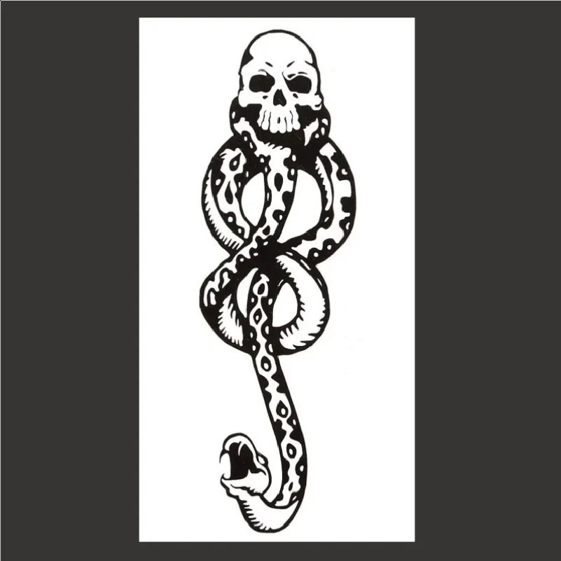 Neutral Black Snake Skull Temporary Tattoo Sticker Arm Body Disposable Waterproof Animal 1 Holiday Gift 250219