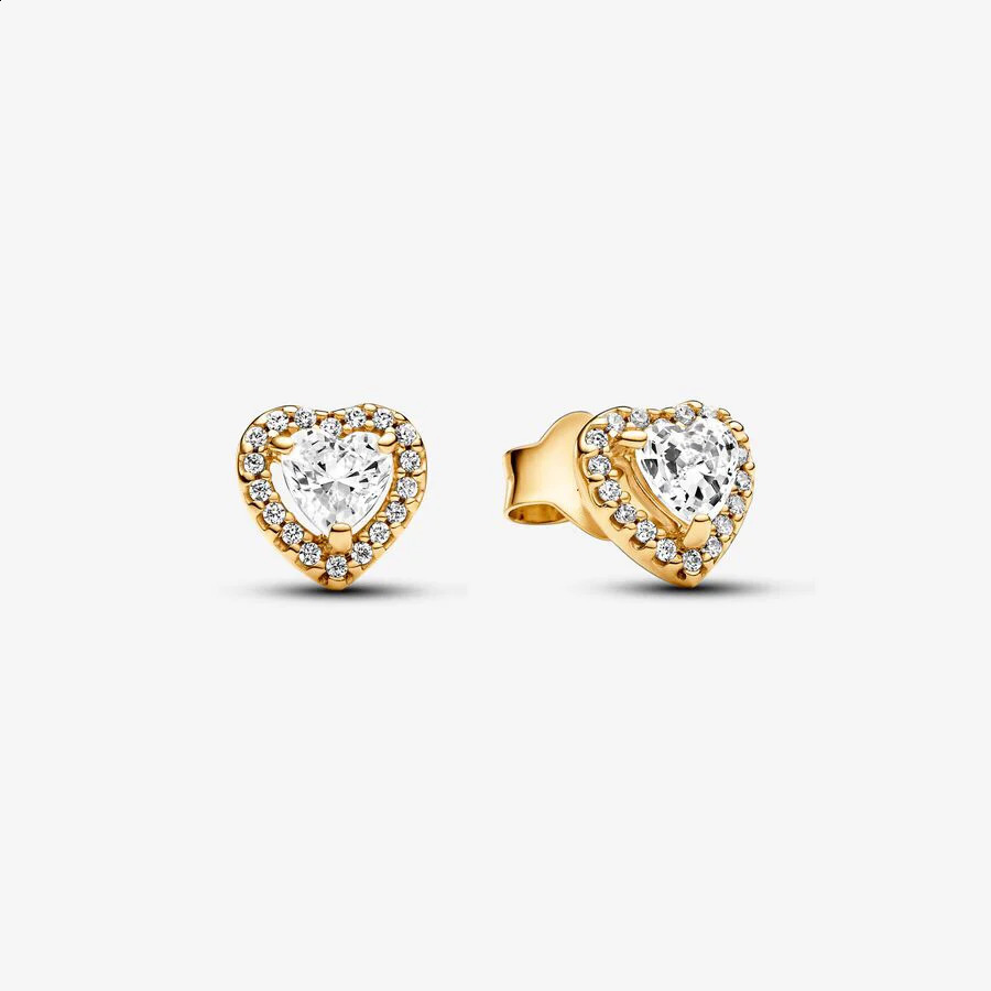 100% 925 sterling silver double circle heart-shaped zircon romantic earrings suitable for womens charming Diy exquisite jewelry gifts 250228