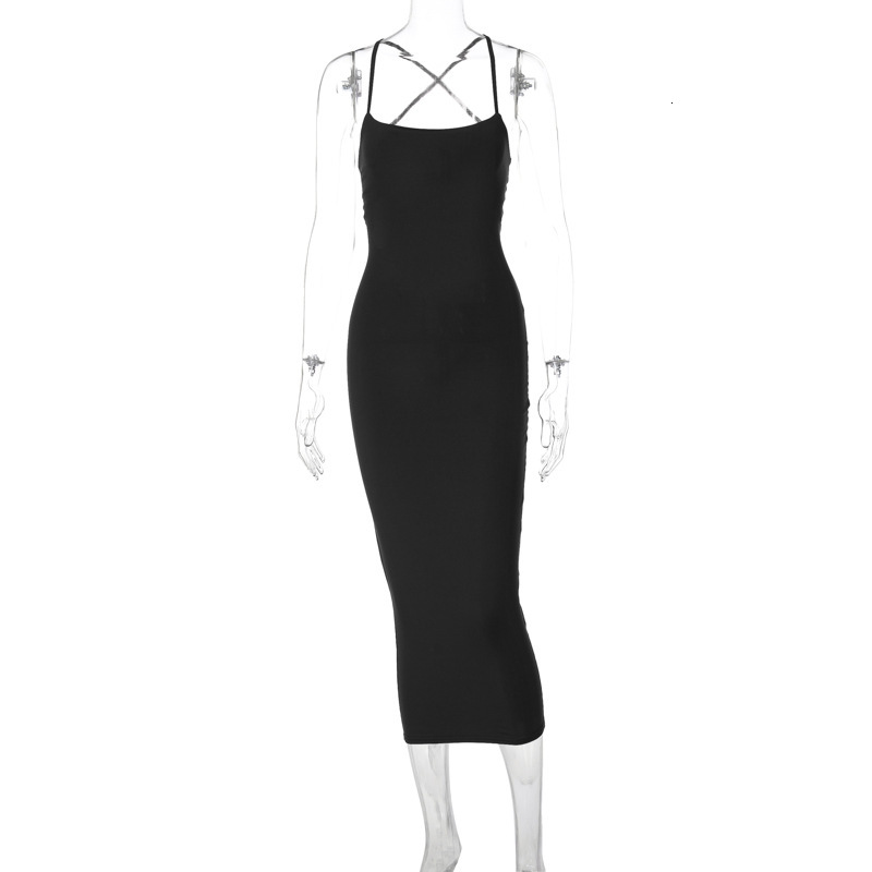 Hot Selling Women's Clothing New4 Summer New Product Fashionable And Sexy Backless Strap Slim Solid Color Dress