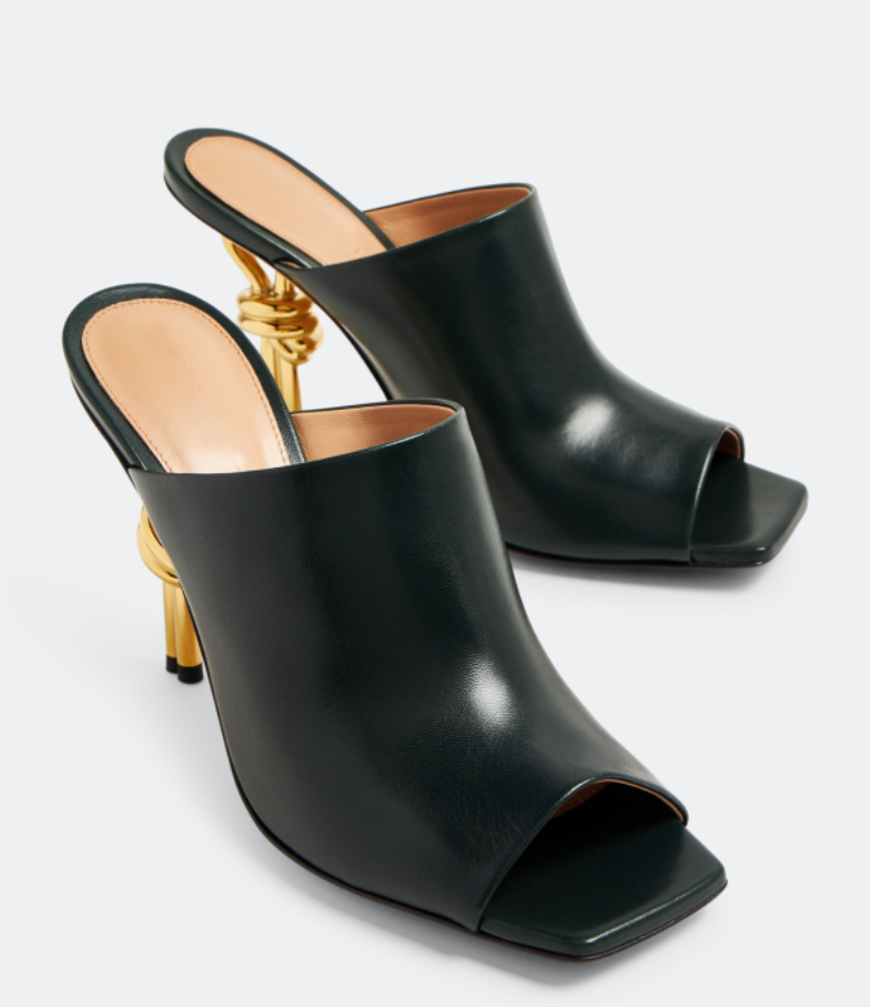 Mule Sandal Summer New Women Metal High-heeled shoes Designers Leather rubber Fashion Sexy Square head sandal Size 35-43