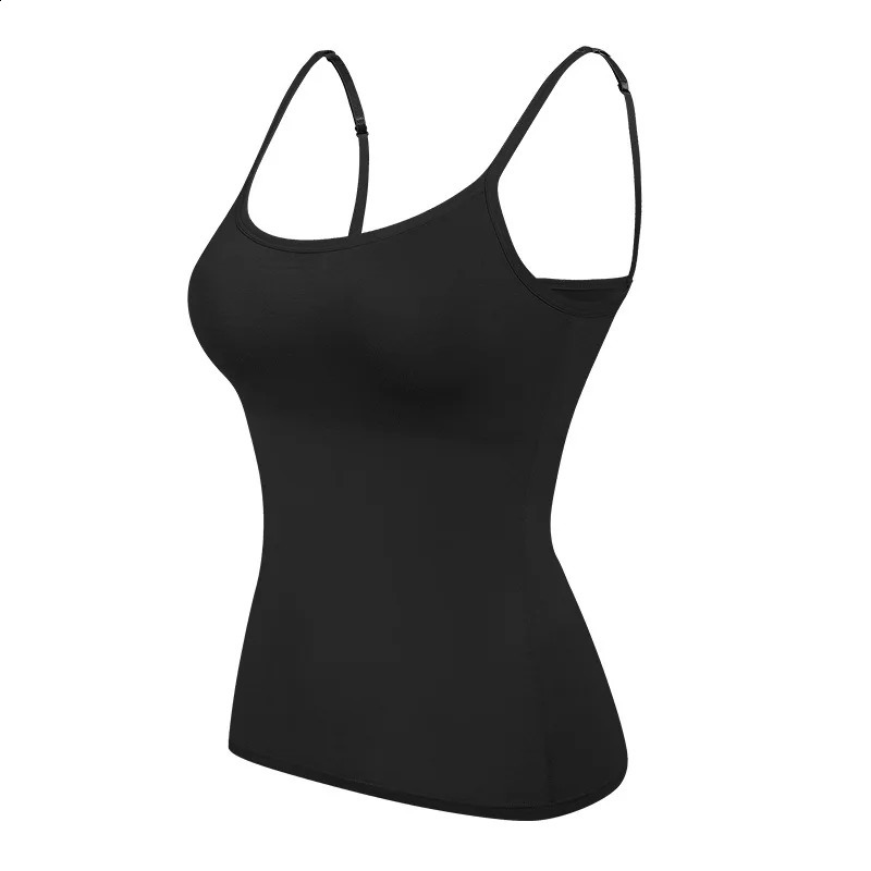 1 Piec Undershirt Solid Color Smocked Camisole Tank Top with Bra Pads Tops Female Summer Underwear Bottoming Anti-walking Bustie 250224