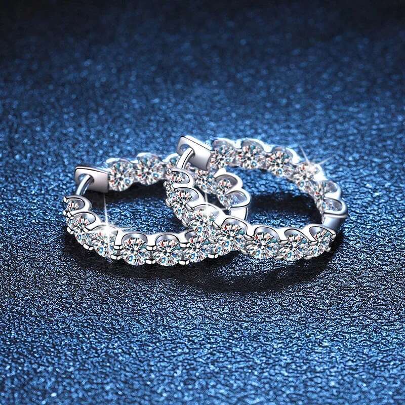 URLOVER D Color Moissanite Earrings Round Cut Lab Created Dia 100% Sterg Sliver Ear Clip for Women Fine Jewelry Gifts