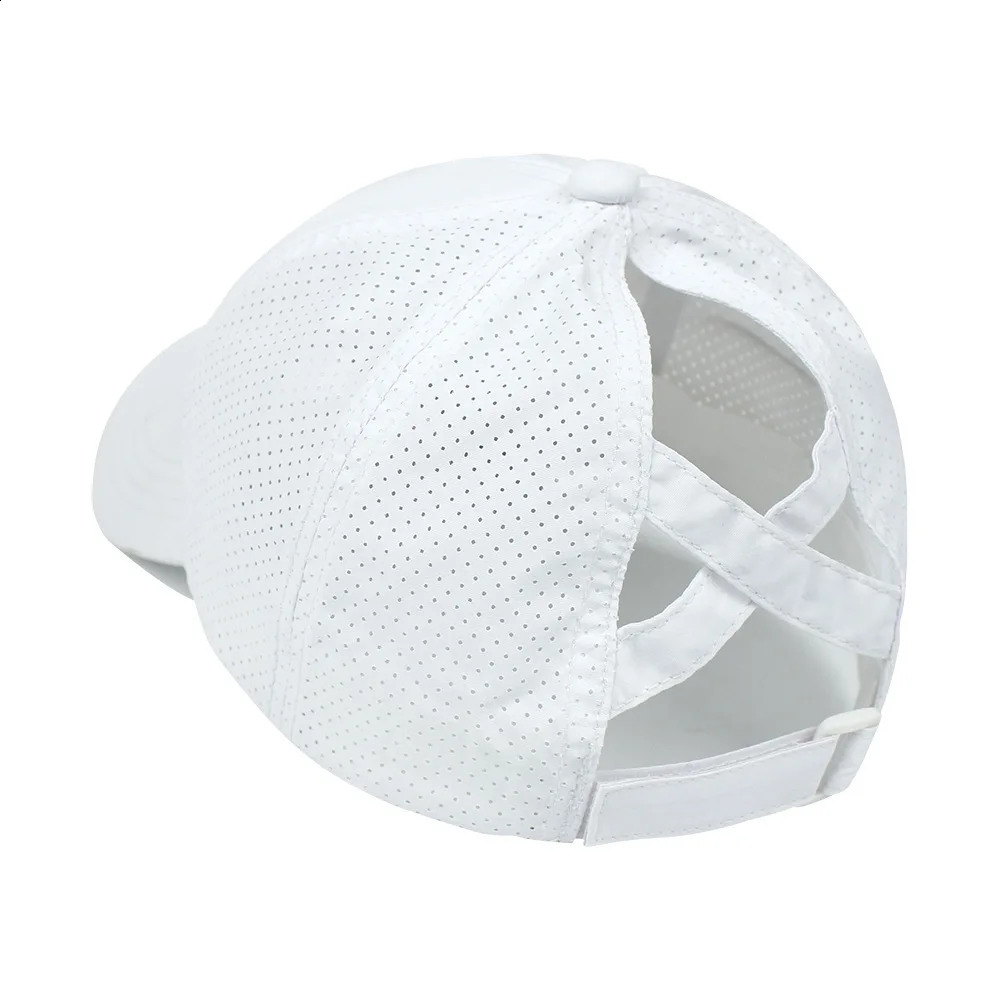Summer Solid Color Baseball Cap Womens Athleisure Cross tail Hat Mesh QuickDrying Visor 250228