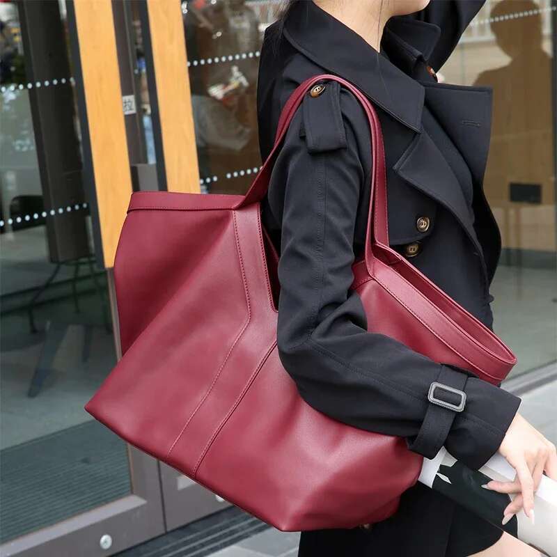 Genuine Leather Tote Bag, Big Handbags: Women's Simple Fashion Tote, Designer Shoulder Bag hot with Large Capacity for Daily Use