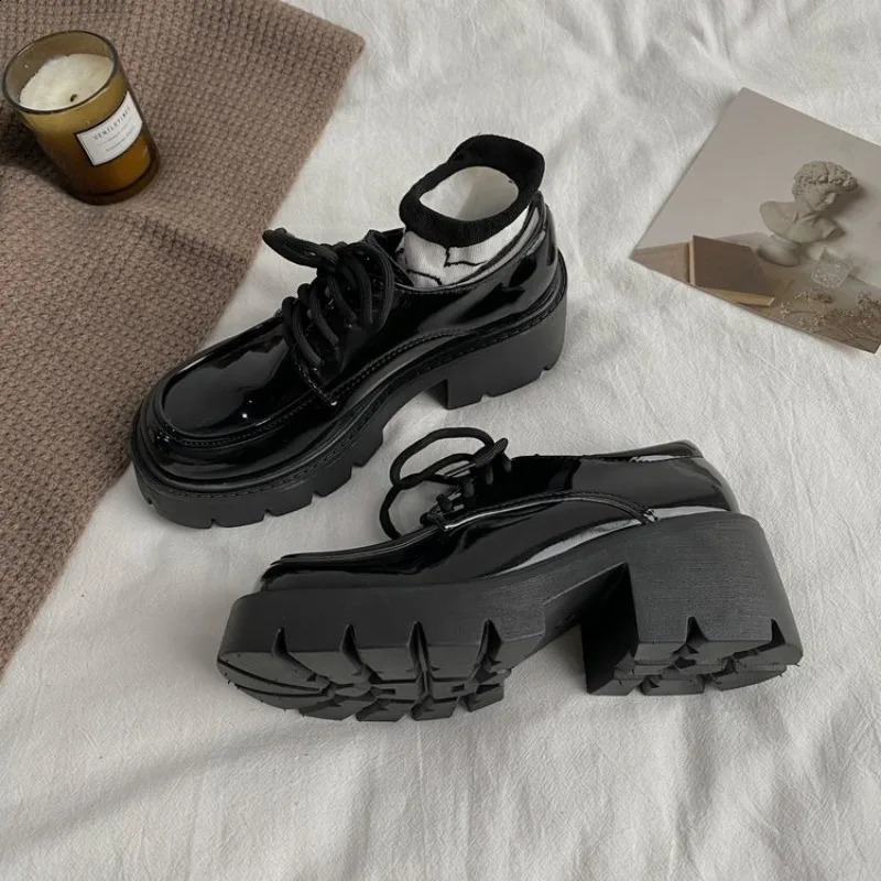 Uniform shoes small leather shoes British girl Japanese wild black retro Mary Jane shoes Lolita platform shoes low Hee 250228