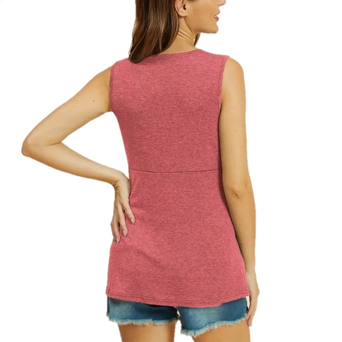 Womens Sleeveless Pure Colour Tops Breastfeeding Nursing Maternity Clothes Pregnant Blouse Maternity Clothes for Pregnant 250228