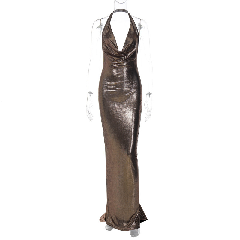Women's Clothing New4 Summer New Product Fashionable Temperament Sexy Backless Pleated Neck Hanging Dress