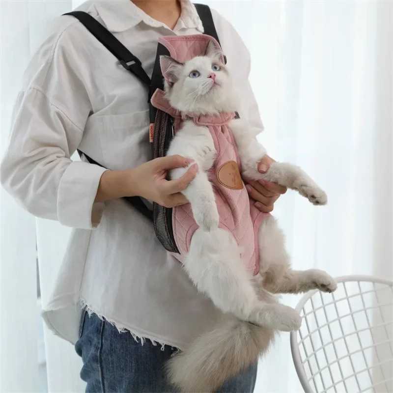 Pet Cat Carrier Bags Breathable Outdoor Pet Carriers Small Dog Cat Backpack Fashion Travel Pet Bag Transport Puppy Carrier 250205