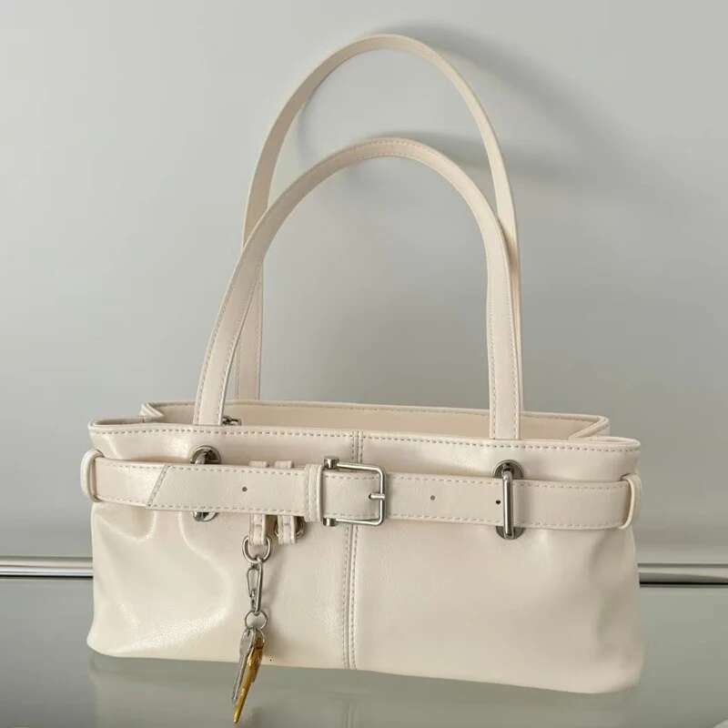Korean Casual Shoulder Bags For Women Designer Handbags Purses New In PU Belt Buckle Key Pendant Top Handle Underarm