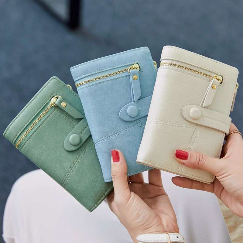 Women's Short Wallet Designer Puleather Multifunctional Three Fold ID Clip Fashionable Large Capacity Coin Wallet