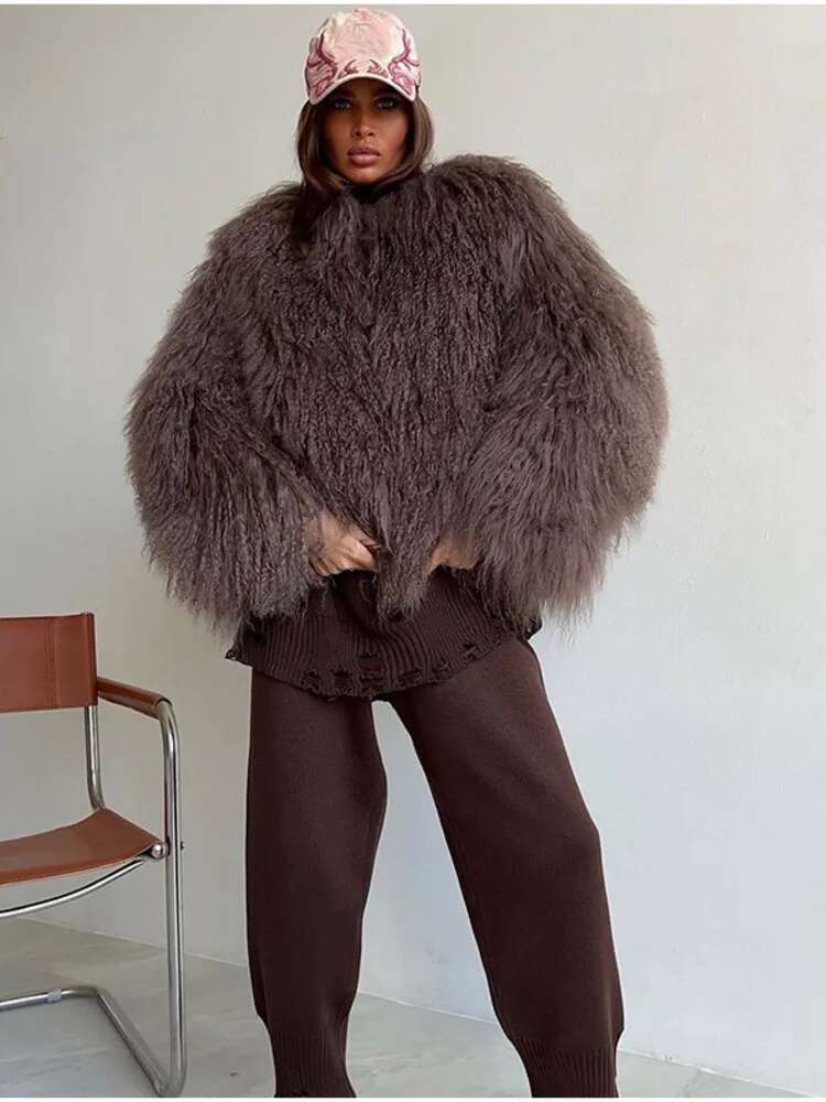 LGRQ 2025 new fashionable and elegant solid color faux fur jacket,open without botton WQ1019116L