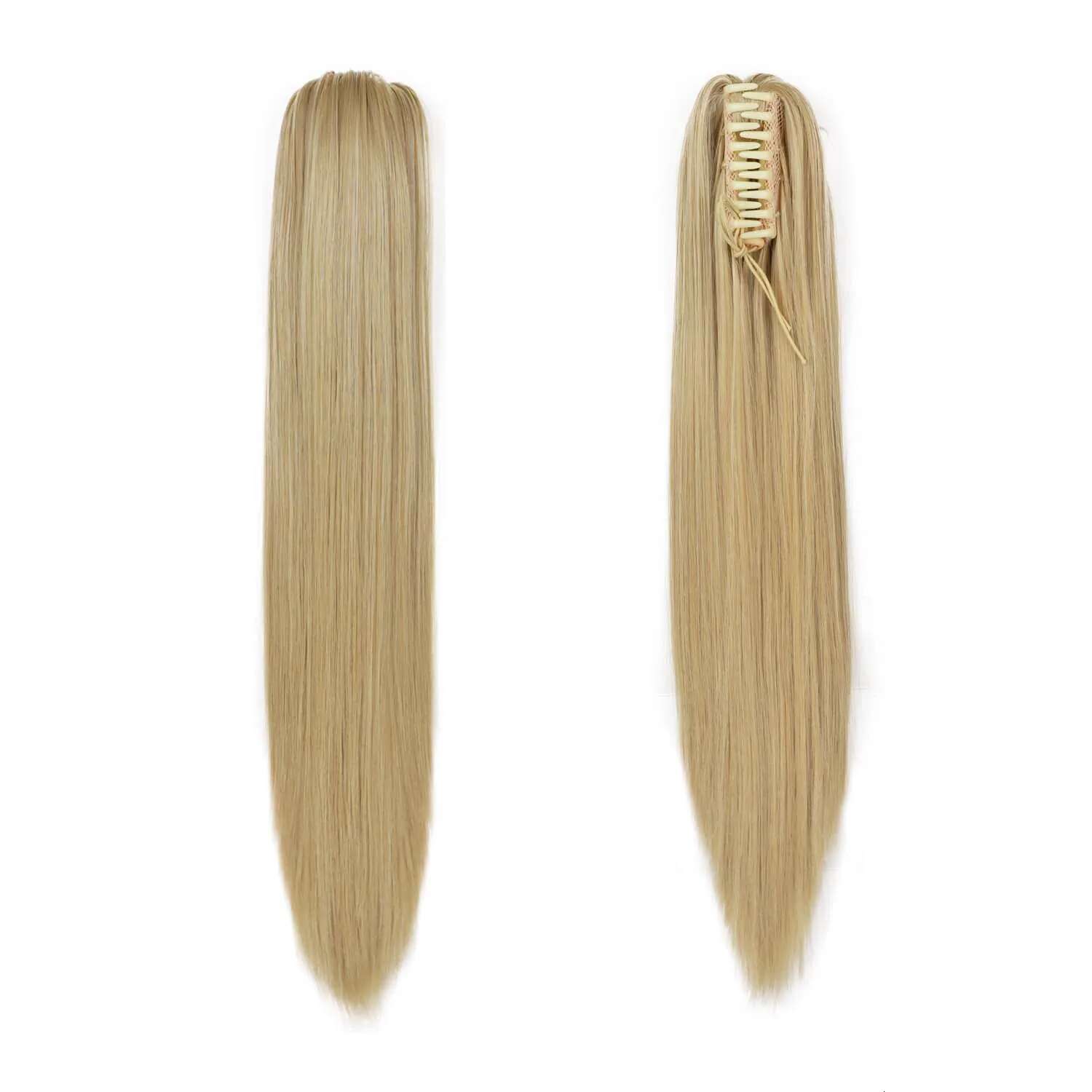 Synthetic Hair Extension Long Straight Claw Clip Ponytail Heat Resistant Natural Wave For Women Blonde Hairpiece
