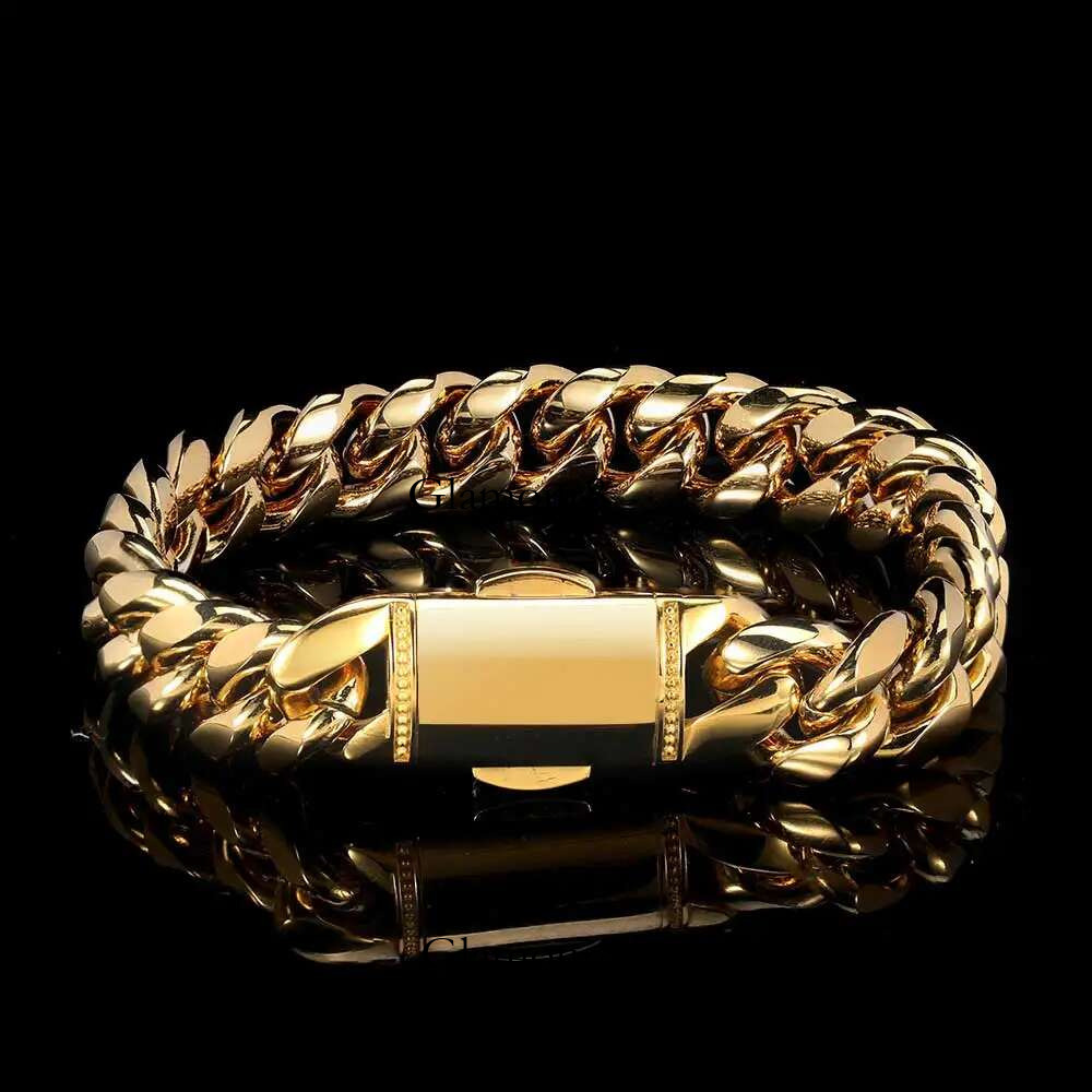 12mm Hip Hop Plated Fashion Stainless Steel Cuban Bracelets For Men Bg Clasp Pvd Waterproof Jewelry