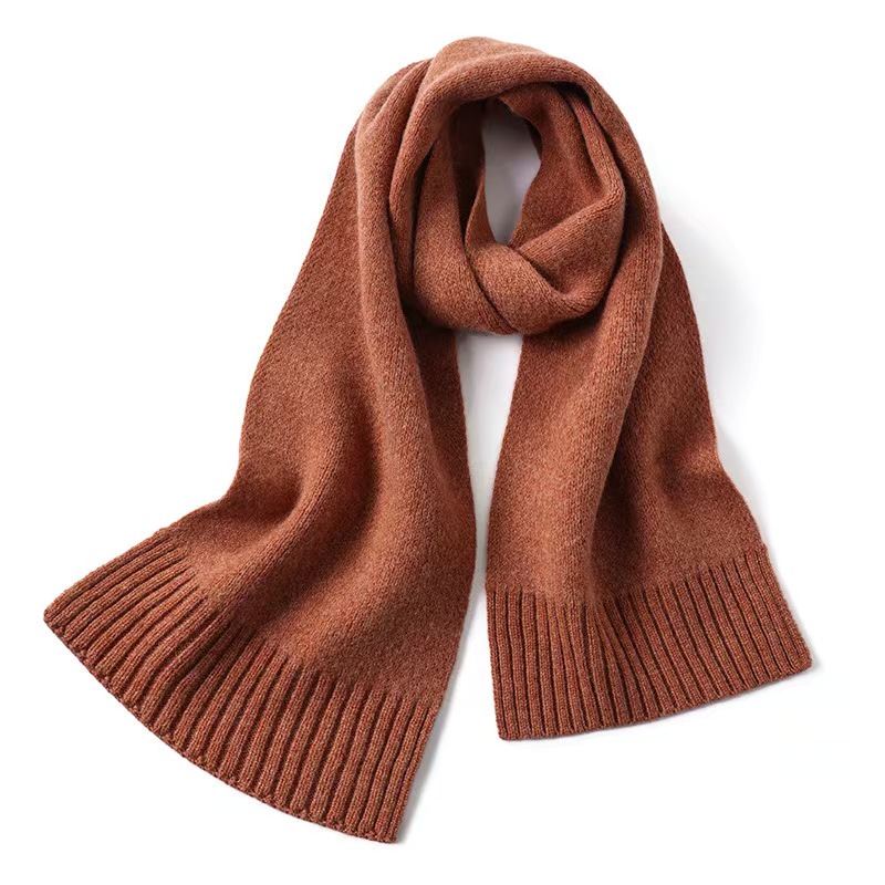 K026 Small scarf 100% wool scarf men and women short knitted thick solid color Korean version student wool couple small neck scarf