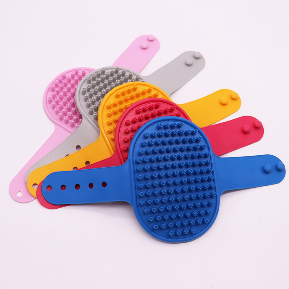 Pet Combs Plum Blossom Dot Silicone Massage Short Haired Dog Scrub Bath Gloves Brush 5pcs/set Wholesale