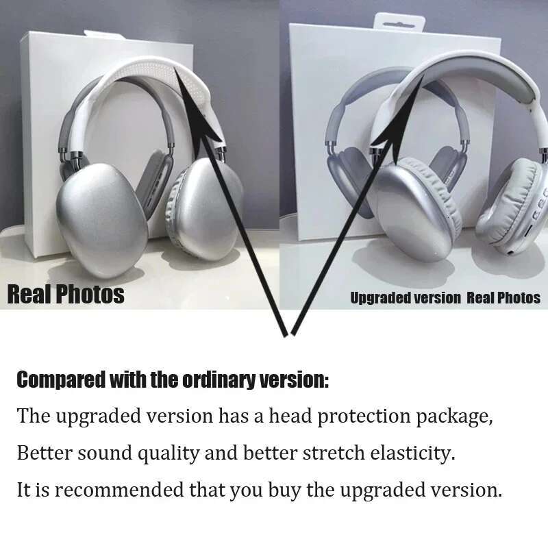 New P9 Wireless Bluetooth Headphones Noise Cancelg with Microphone Pods Over Ear Sports Gaming Headset for Mobile accessories Cell phone
