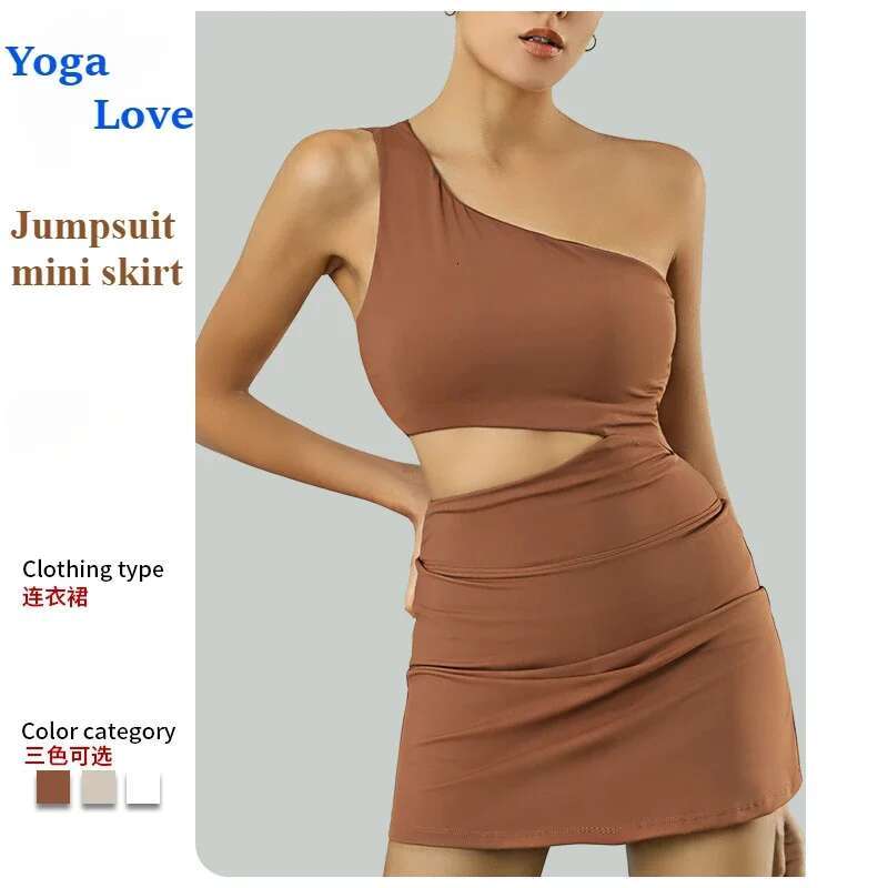 Seamless Naked Beauty Back Dress Running Sports Fiess Yoga Sets High Elastic Quick Drying Tennis Skirt Woman