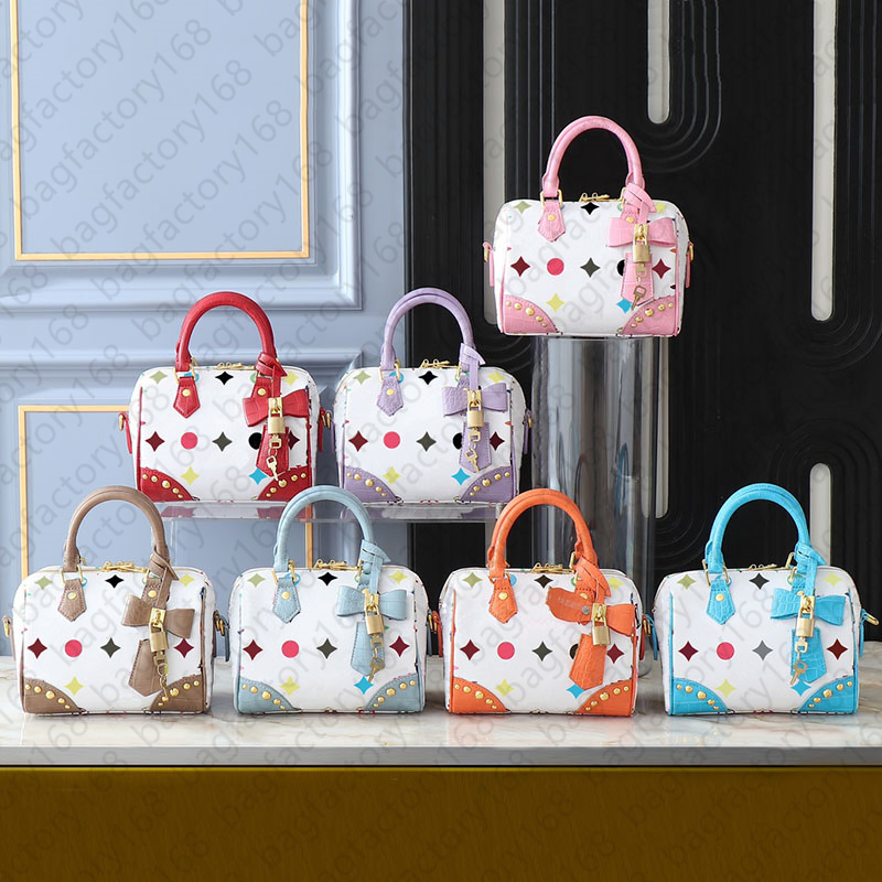 new white multicolor collection bags designer women bag crossbody nano purse canvas leather handbag lady clutch sunflower tote pochette takashi murakami bags