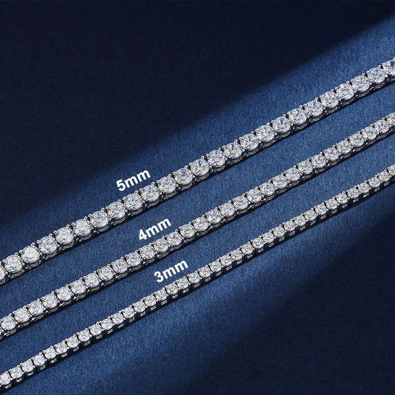 Moissanite Tennis Necklace for Women Gra Certified 100% Sterg Sier 3mm-5mm Size Gradient Dia Neck Chain