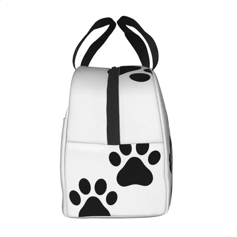 Black Dog Paw Print Resuable Lunch Boxes for Women Waterproof Thermal Cooler Food Insulated Lunch Bag School 250228
