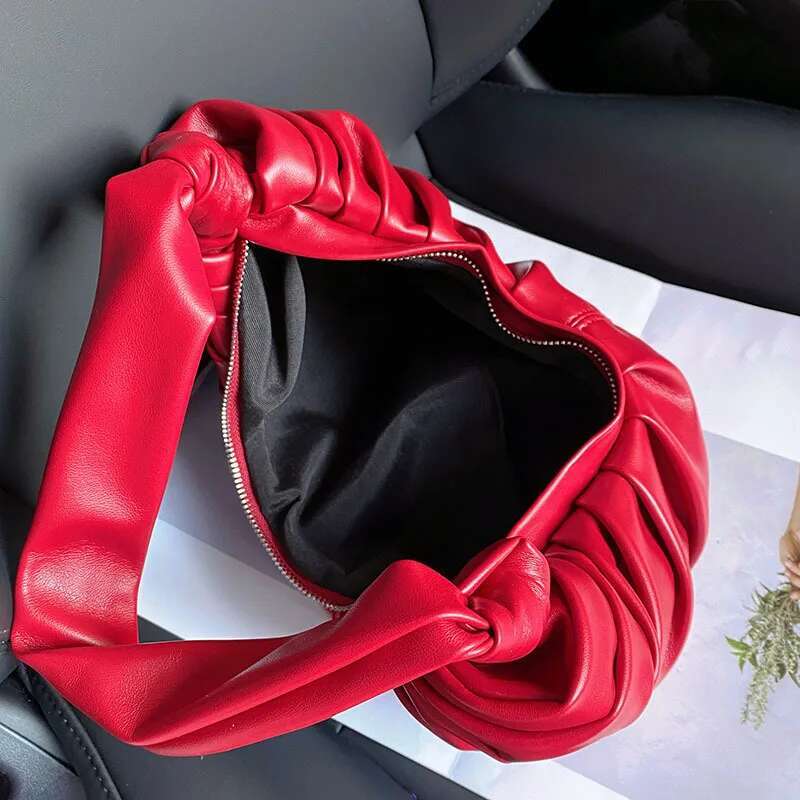 Pleated Half Moon Bags For Women Designer Handbags And Purses 2025 New In Fashion PU Leather Soft Large Underarm Shoulder