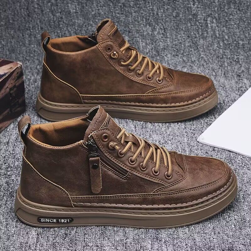 High Top Men's Spring And Autumn New Designer Breathable And Anti Slip Chef Shoes Korean Edition Multi Functional Martin Boots Work Clothes Shoes