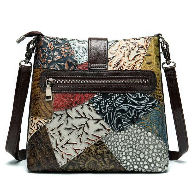 MAHEU Fashionable Women Shoulder Ethnic Style Genuine Crossbody Bags Of Female Ladies Patchwork Leather Sg Bag