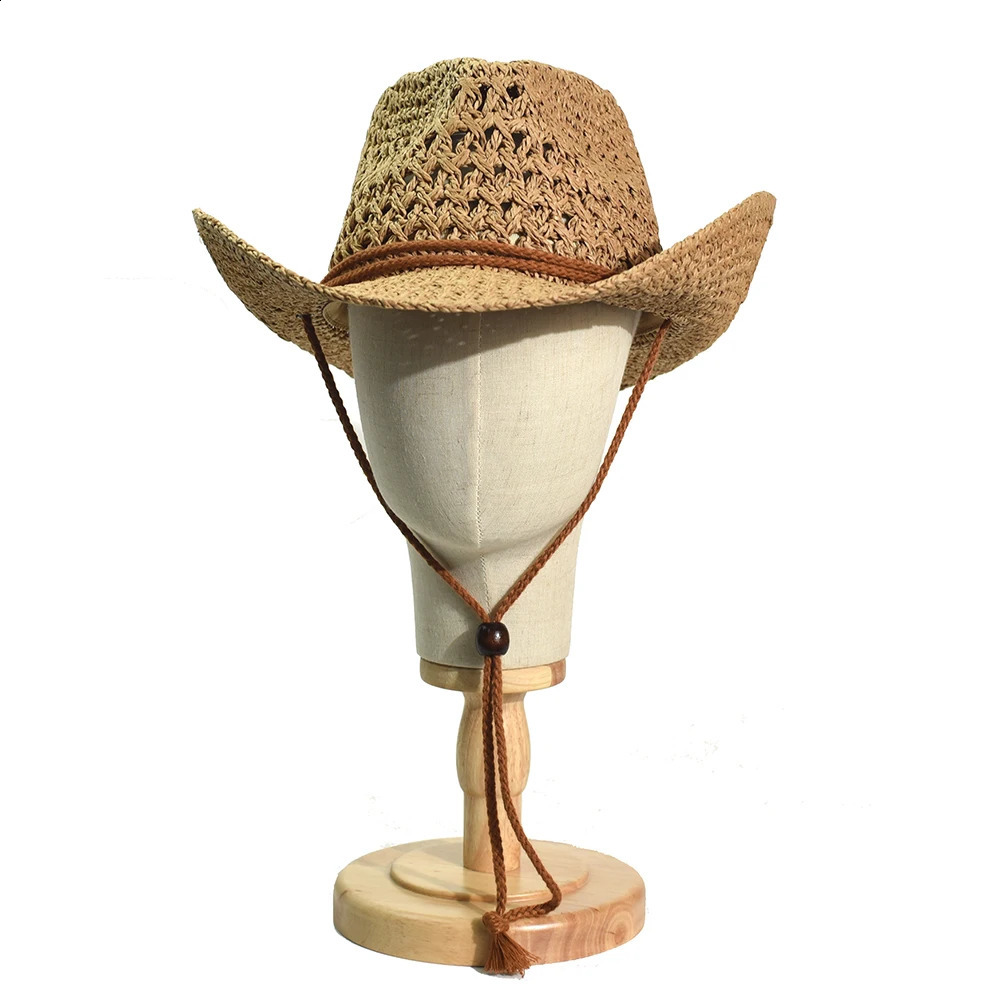 Panama Soft Handmade Cowboy Straw Hat Summer Men Women Outdoor Travel Beach Hats Unisex Solid Wide Brim Beach Sun Cap Fedora Hat 250227