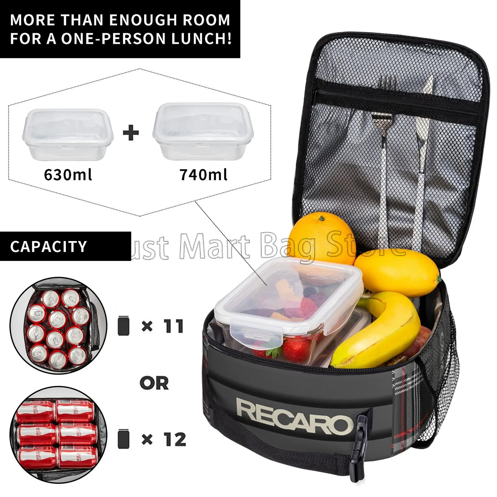 Custom Insulated Lunch Bag Recaros Reusable Leakproof Portable Oxford Thermal Cooler Lunch Bento Box for Outdoor Work Travel 250228