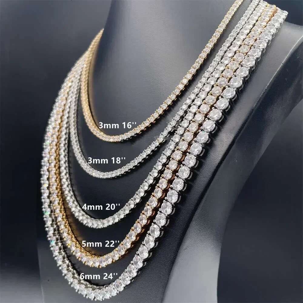 Gra Certified Full Moissanite Tennis Necklaces Bracelets For Women Men 100% S Sier 3/4/5/6.5mm Lab Dia Riviera Necklace