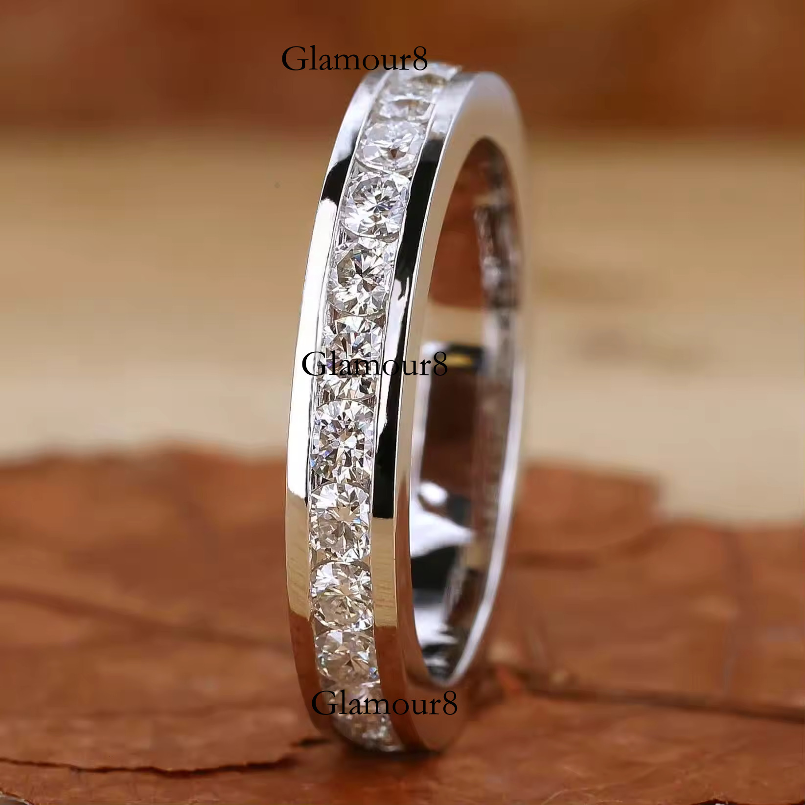 Vvs Moissanite Wedding Men's Iced Round Bright Cut Engagement Ring Women's Jewelry