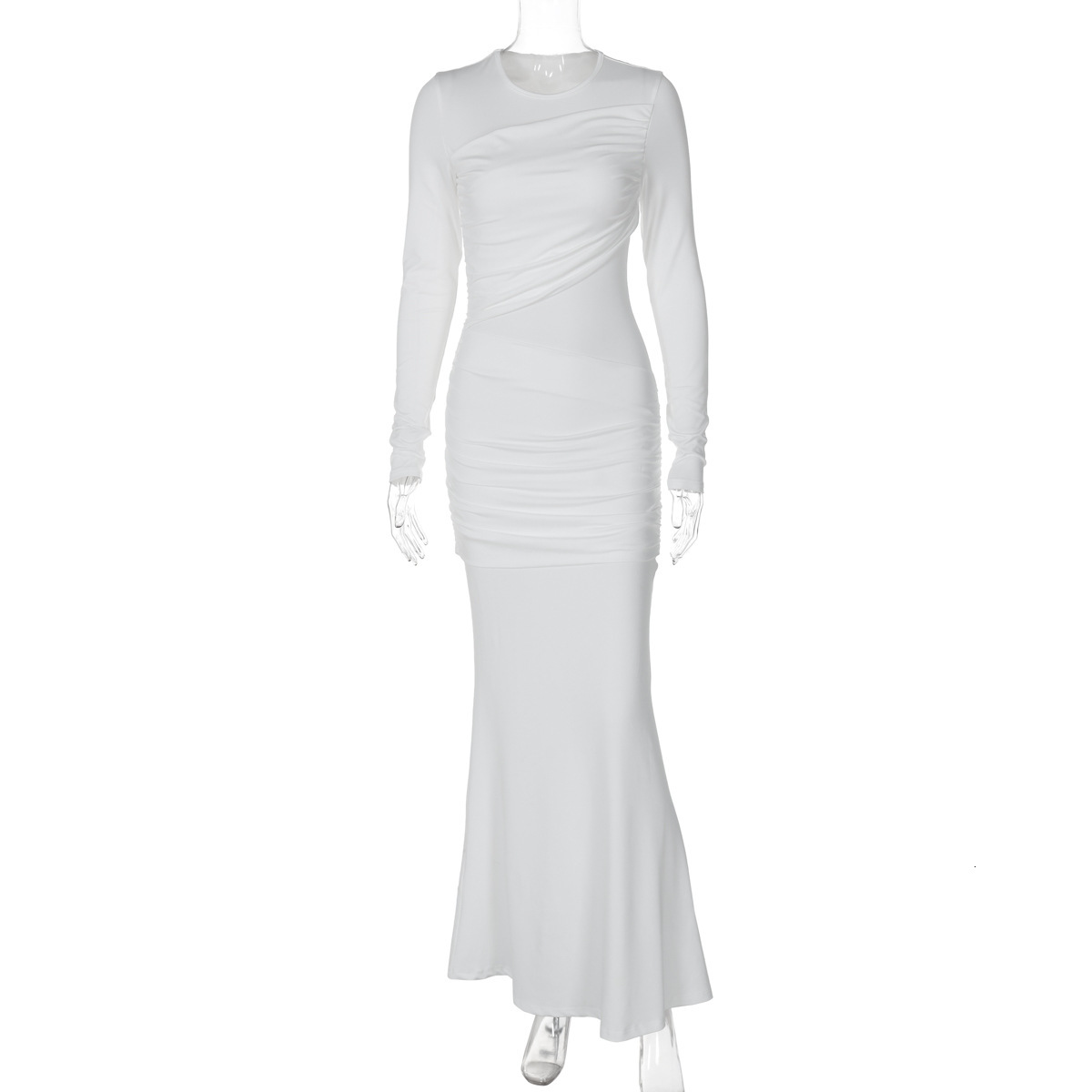 Hot Selling Women's Clothing New4 Autumn And Winter New Product Fashionable Temperament Slim Fit Pleated Splicing Long Sleeved Dress For Women