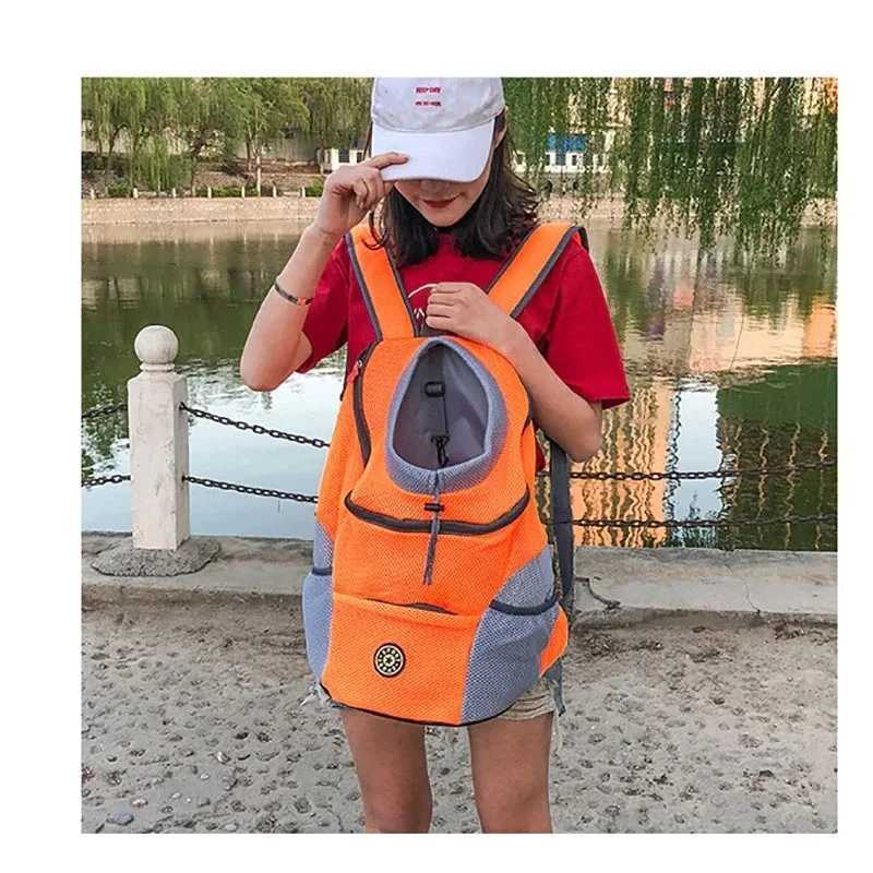New Double Shoulder Portable Travel Backpack Outdoor Pet Dog Carrier Bag Pet Dog Front Bag Mesh Backpack 250205