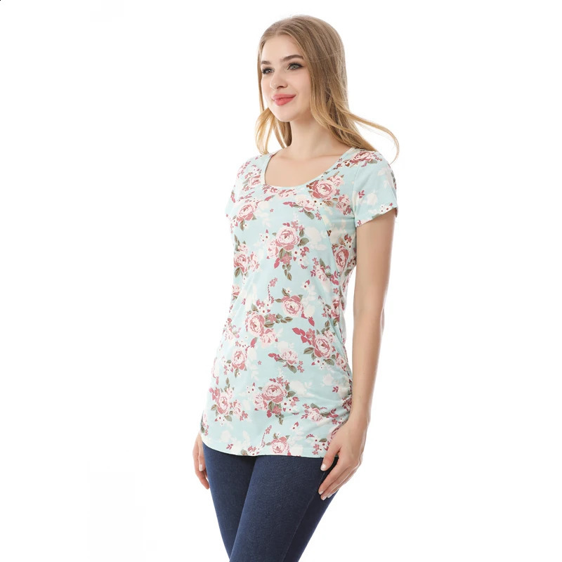 Short Sleeve Pregnancy Maternity Clothes Printing Breastfeeding Tops Nursing Tees Clothes for Pregnant Women Nursing T-shirt 250228