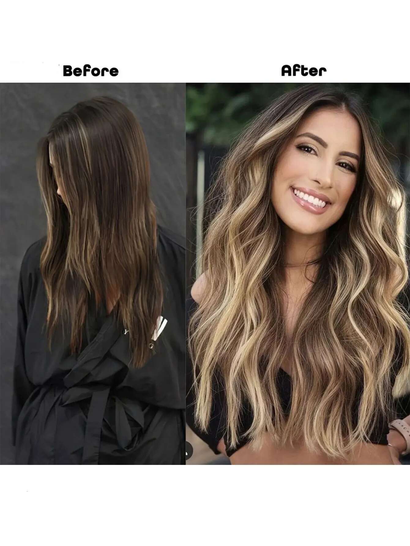 Clip In Long Wavy Synthetic Extension 24 Inch Black 6Pcs Thick Hairpieces Fiber Double Weft Hair For Women