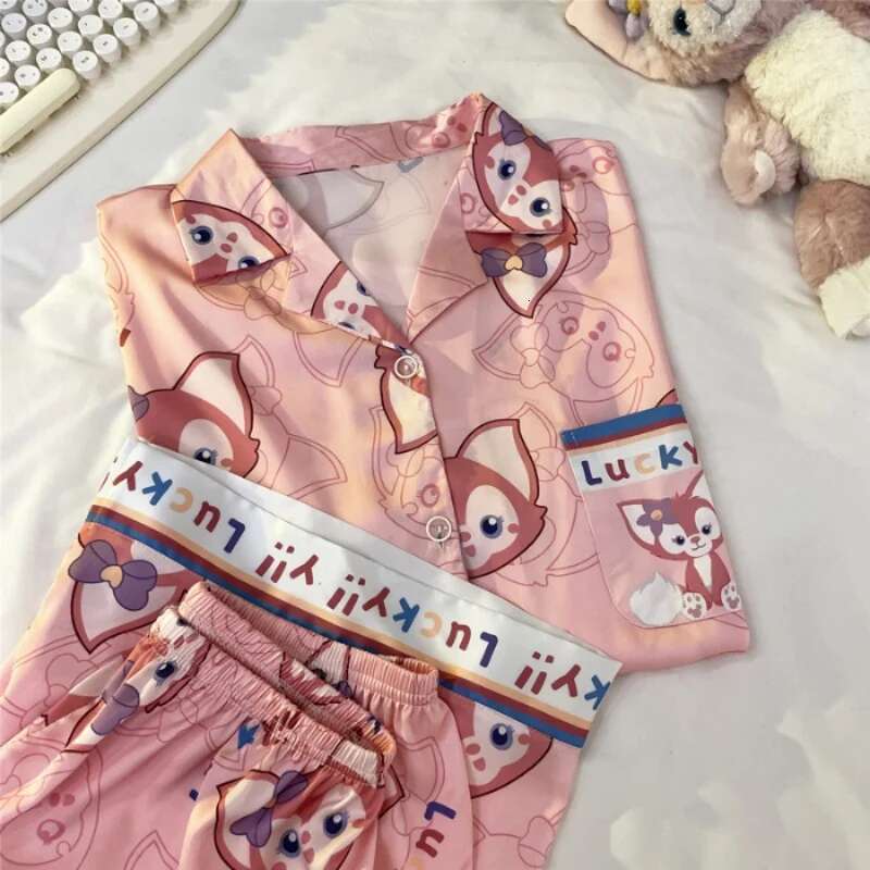 2025 New Printed Two Summer Dyeing Designer Fashion Home Clothes Women's Casual Shorts and Top Pajamas